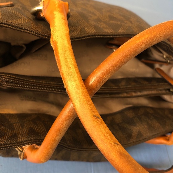 MICHAEL KORS CURDUROY BROWN AV-1310 HANDBAG PURSE - Picture 8 of 12